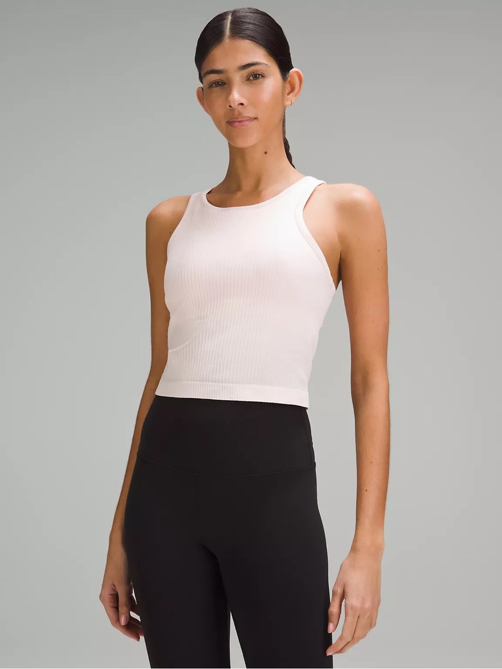 Lululemon Ebb to Street Cropped Racerback Tank Top- Strawberry Milkshake, Size 8